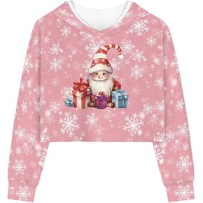 Long Sleeve Crop Tops for Girls 5-14Years Kids Hoodies & Sweatshirt