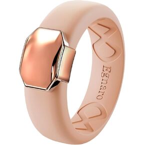 Egnaro Silicone Wedding Bands for Women, Inner Arc Ergonomic Breathable Design Womens Silicone Wedding Ring with Metal Plate, 4mm Width Rubber Wedding Bands Women with Metal Plate, No-Toxic,Skin Safe