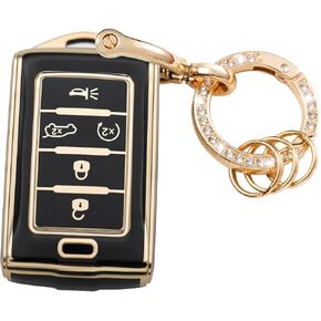 Key Fob Cover with Metal Keychain Compatible with Jeep Grand Cherokee L Gladiator Wagoneer Grand Wagoneer Accessories Soft TPU Protection Case Shell White