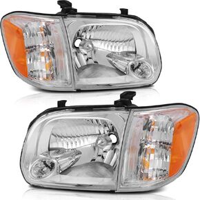 LSAILON Headlight Assembly Replacement Fit 2005-2007 For Toyota Sequoia 2005-2006 For Toyota Tundra Double Cab 4 Door Only Black Housing Amber Reflector Clear Lens Driver and Passenger Side