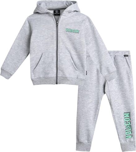Volcom Baby Boys 2-Piece Fleece Tracksuit - Full-Zip Hoodie & Joggers | Reinforced Seams Built to Last, Soft Everyday Comfort, Easy Layering for Active Play, Casual Style He'll Love Wearing in Saudi Arabia