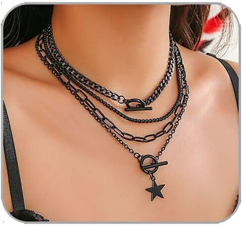 Gothic Cross Necklace Layered Pearl Beads Cross Pendant Necklaces Punk Vintage Cross Chain Necklace Chunky Cross Necklace for Women in Kuwait
