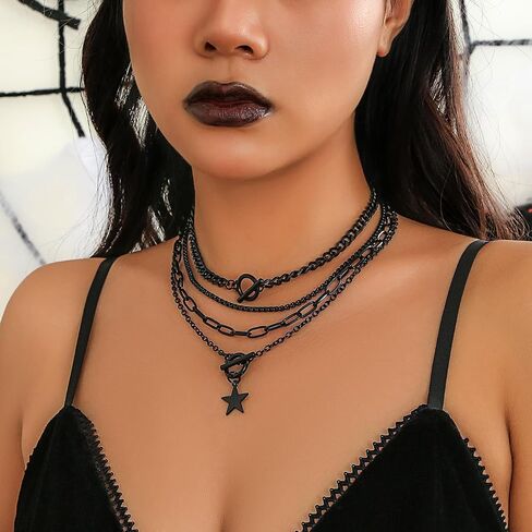 Gothic Cross Necklace Layered Pearl Beads Cross Pendant Necklaces Punk Vintage Cross Chain Necklace Chunky Cross Necklace for Women in Kuwait