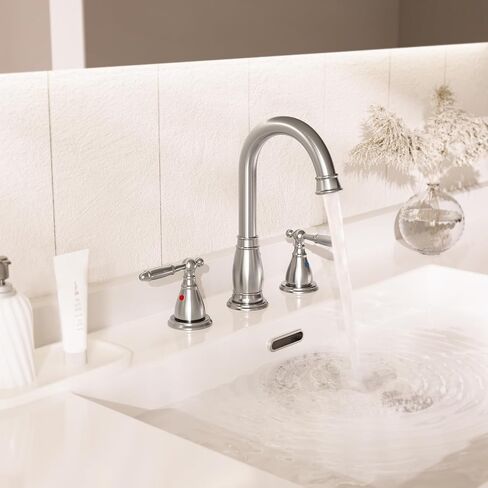 Phiestina 3 Hole 8 Inch Brushed Gold 2 Handle Widespread Bathroom Faucet with Metal Pop Up Drain,WF017-4-BG in Saudi Arabia
