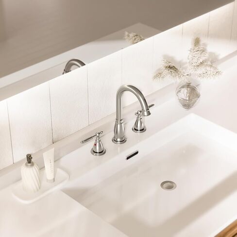 Phiestina 3 Hole 8 Inch Brushed Gold 2 Handle Widespread Bathroom Faucet with Metal Pop Up Drain,WF017-4-BG in Saudi Arabia