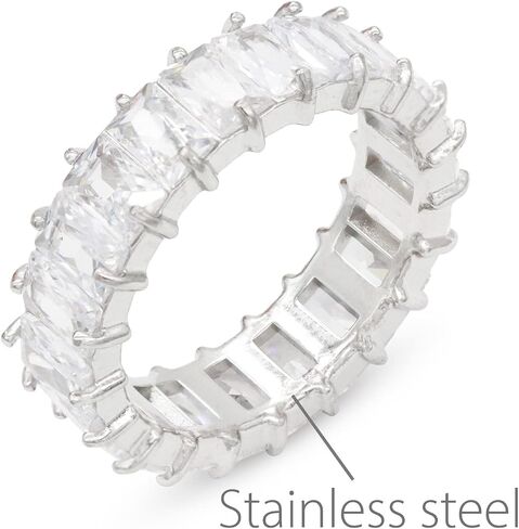 Lavencious 5mm Radiant Cubic Zirconia Stainless Steel Eternity Ring All-Around Band Ring for Women Size 6-9 in Saudi Arabia