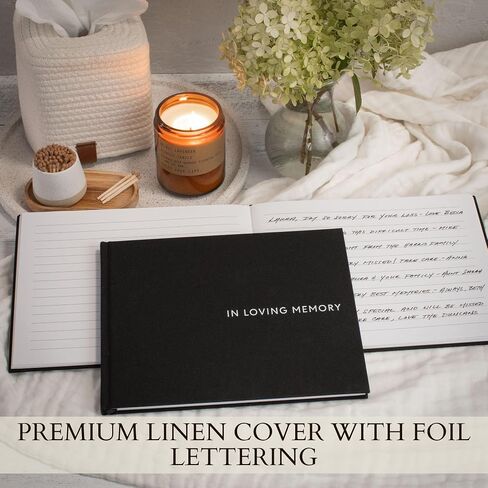 ZICOTO Beautiful Linen Funeral Guest Book for The Celebration of Life - The Perfect in Loving Memory Book with Ample Space to Sign in for Guests - Premium Craftsmanship for Honoring Loved Ones in Saudi Arabia