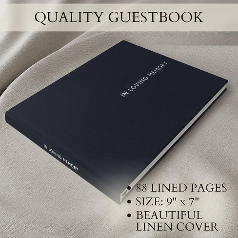 ZICOTO Beautiful Linen Funeral Guest Book for The Celebration of Life - The Perfect in Loving Memory Book with Ample Space to Sign in for Guests - Premium Craftsmanship for Honoring Loved Ones in Saudi Arabia