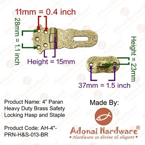 Adonai Hardware "Paran" Heavy Duty Brass Safety Locking Hasp and Staple (4" x 2 Pack, Satin Brass) for Vintage Pirates Treasure Chest, Trunk, Wooden Jewelry Box, Cases, Furniture and Sheds in Kuwait