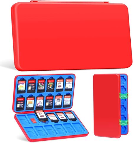 حافظة بطاقة ألعاب سويتش مكونة من 24 فتحة متوافقة مع ألعاب سويتش وبطاقات SD، منظم حامل الألعاب مناسب لبطاقات ألعاب سويتش ولايت وOLED، أسود in Kuwait