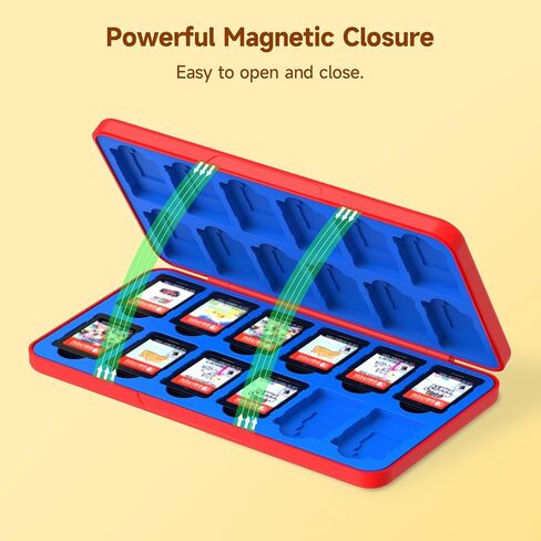 حافظة بطاقة ألعاب سويتش مكونة من 24 فتحة متوافقة مع ألعاب سويتش وبطاقات SD، منظم حامل الألعاب مناسب لبطاقات ألعاب سويتش ولايت وOLED، أسود in Kuwait