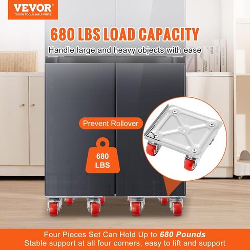 VEVOR Furniture Dolly، دمى متحركة للأثاث مع عجلات دوارة 360 درجة PP ولوحة من الصلب الكربوني، مجموعة أدوات رفع الأثاث بسعة 680 رطلًا لتحريك أريكة ثلاجة الأثاث الثقيل in Saudi Arabia