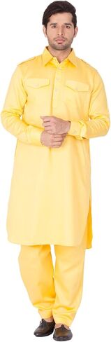 Elina fashion Men's Tunic Cotton Pathani Style Set Indian Pakistani Traditional Wear in Saudi Arabia