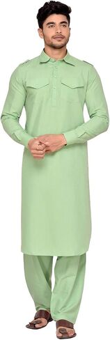 Elina fashion Men's Tunic Cotton Pathani Style Set Indian Pakistani Traditional Wear in Saudi Arabia