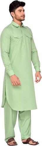 Elina fashion Men's Tunic Cotton Pathani Style Set Indian Pakistani Traditional Wear in Saudi Arabia