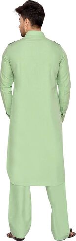 Elina fashion Men's Tunic Cotton Pathani Style Set Indian Pakistani Traditional Wear in Saudi Arabia