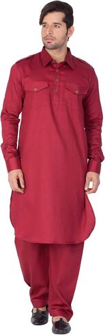 Elina fashion Men's Tunic Cotton Pathani Style Set Indian Pakistani Traditional Wear in Saudi Arabia