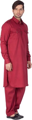 Elina fashion Men's Tunic Cotton Pathani Style Set Indian Pakistani Traditional Wear in Saudi Arabia