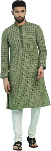 Men's Chikankari Embroidered Kurta And Chudidar Set in Kuwait