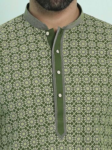 Men's Chikankari Embroidered Kurta And Chudidar Set in Kuwait