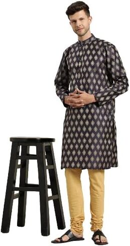 Sojana (Since 1958) Men's Silk Blend Indian Traditional Ethnic Dresses Booti Jacquard ONLY Long Kurta in Saudi Arabia