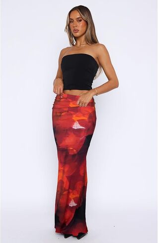 Bodycon Maxi Skirts for Women, Foldover High Waist Floral Leopard Print Flowy Pencil Long Y2k Skirts in Saudi Arabia
