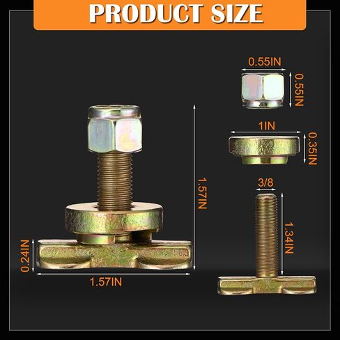 10 Pcs L Track Double Lug Threaded Stud Nut Fitting Tie Down Bearing 5500 LBS Using with L Track Rail to Create Heavy Duty Bolt Down Anchor Points for Trailer Truck Bed Cargo Control (Silver) in Saudi Arabia