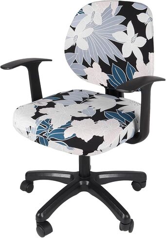 غطاء كرسي الكمبيوتر المكتبي من WOMACO مع أغطية مسند للذراعين، غطاء منزلق لكرسي المكتب الدوار القابل للتمدد، 4 قطع واقي مقعد مكتب قابل للتمدد (أسود، مع أغطية مسند للذراعين) in Kuwait