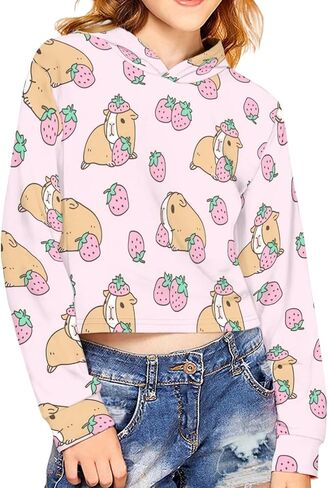 Long Sleeve Crop Tops for Girls 5-14Years Kids Hoodies & Sweatshirt in Kuwait