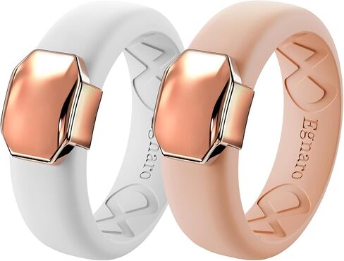 Egnaro Silicone Wedding Bands for Women, Inner Arc Ergonomic Breathable Design Womens Silicone Wedding Ring with Metal Plate, 4mm Width Rubber Wedding Bands Women with Metal Plate, No-Toxic,Skin Safe in Saudi Arabia