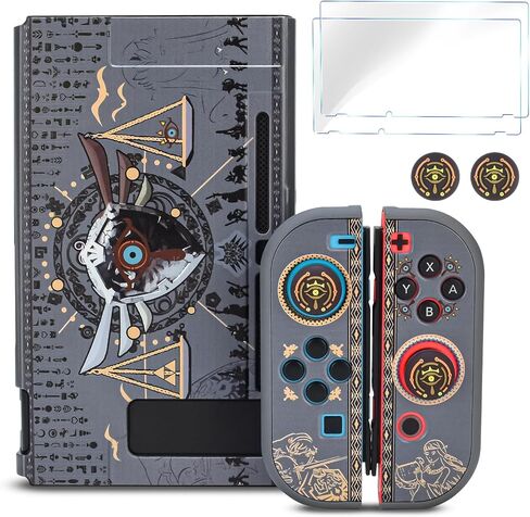 حافظة واقية قابلة للإرساء من DLseego لجهاز Nintendo Switch، وغطاء صلب Zelda Frosted مع قطعتين من واقيات الشاشة الزجاجية و4 قطع من أغطية قبضة الإبهام - Zelda in Saudi Arabia
