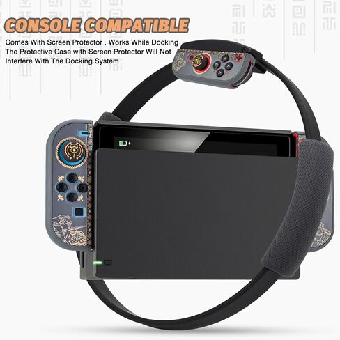 حافظة واقية قابلة للإرساء من DLseego لجهاز Nintendo Switch، وغطاء صلب Zelda Frosted مع قطعتين من واقيات الشاشة الزجاجية و4 قطع من أغطية قبضة الإبهام - Zelda in Saudi Arabia