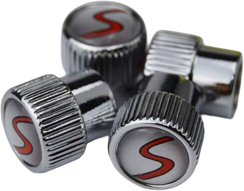 (Set of 4) S Metal Auto Tire Valve Stem Cap Cover with Resin S Emblem Covers Trim for Mini Cooper S Countryman S Clubman S JCW 36110429652 in Saudi Arabia