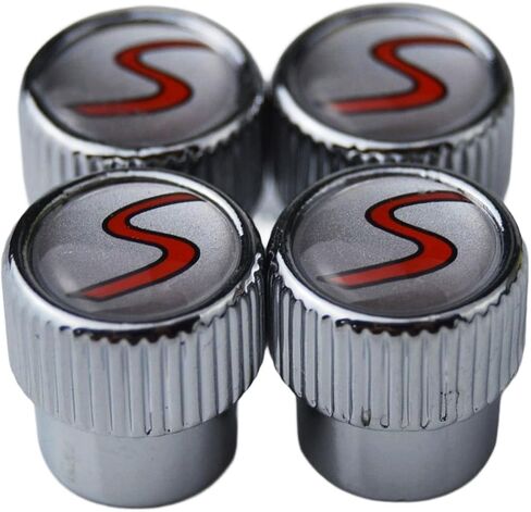 (Set of 4) S Metal Auto Tire Valve Stem Cap Cover with Resin S Emblem Covers Trim for Mini Cooper S Countryman S Clubman S JCW 36110429652 in Saudi Arabia