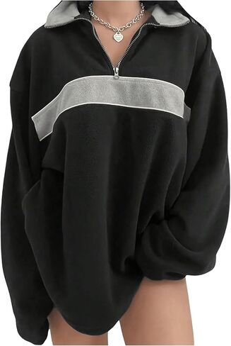SOLY HUX Women's Color Block Sweatshirt Half Zip Long Sleeve Drop Shoulder Pullover Tops in Saudi Arabia