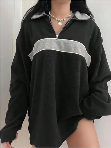 SOLY HUX Women's Color Block Sweatshirt Half Zip Long Sleeve Drop Shoulder Pullover Tops in Saudi Arabia