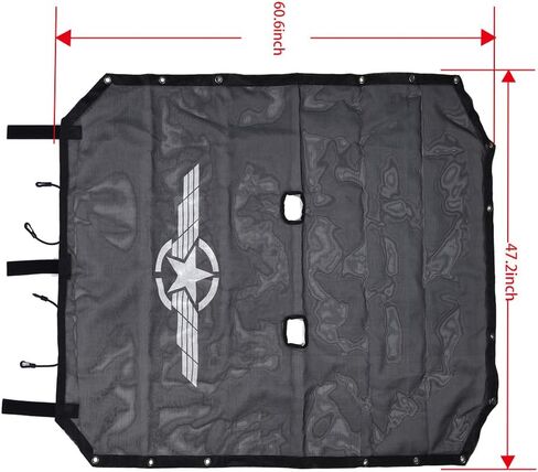 RT-TCZ SunShade Mesh Shade Top Cover Provides Roof UV Sun Protection for Jeep Wrangler JKU 4-door Rubicon Sahara Sport Sport-S 2007-2018(Black) in Saudi Arabia