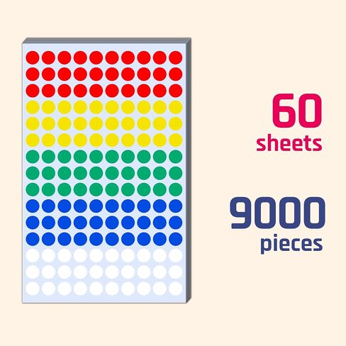 2100 Pack - 0.4" Colored Dot Stickers, Small Round Circle Labels - 5 Colors in Saudi Arabia
