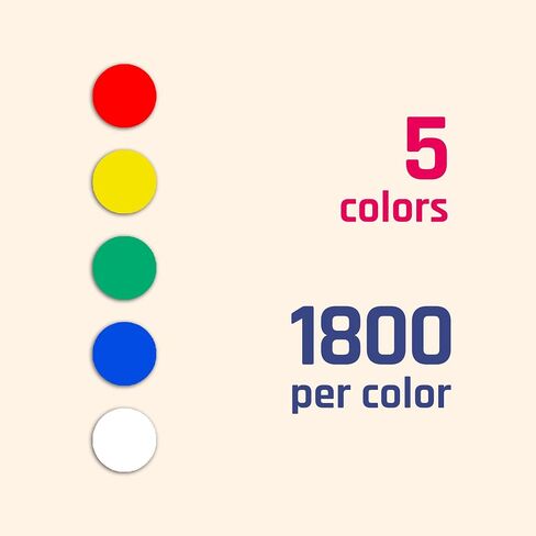 2100 Pack - 0.4" Colored Dot Stickers, Small Round Circle Labels - 5 Colors in Saudi Arabia