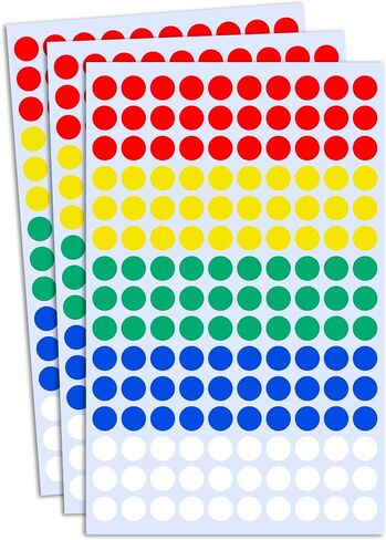 2100 Pack - 0.4" Colored Dot Stickers, Small Round Circle Labels - 5 Colors in Saudi Arabia