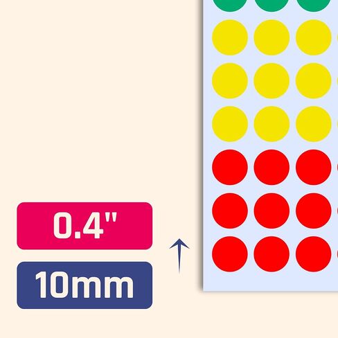 2100 Pack - 0.4" Colored Dot Stickers, Small Round Circle Labels - 5 Colors in Saudi Arabia