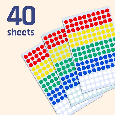 2100 Pack - 0.4" Colored Dot Stickers, Small Round Circle Labels - 5 Colors in Saudi Arabia