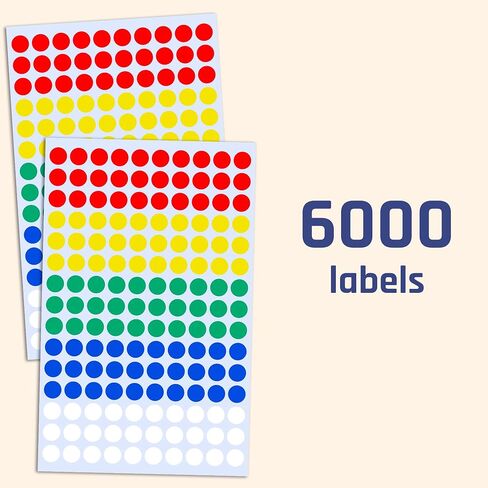 2100 Pack - 0.4" Colored Dot Stickers, Small Round Circle Labels - 5 Colors in Saudi Arabia