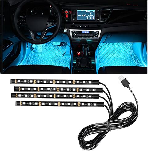 شريط إضاءة LED للسيارة، 12 فولت 24 مصباح LED RGB نيون لمصابيح الجو الداخلي للسيارة، ملحقات الإضاءة المحيطة المقاومة للماء، عالمية للمركبات والشاحنات والمزيد (24LED/أرجواني وردي) in Kuwait