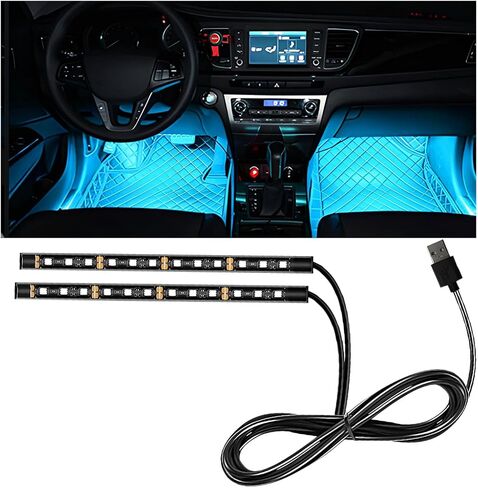 Car LED Strip Light, 12V 24 LEDs RGB Neon Vehicle Interior Atmosphere Lamps, Waterproof Auto Decotaive Ambient Light Accessories, Universal for Vehicles, Trucks, and More（24LED/Pink Purple） in Saudi Arabia