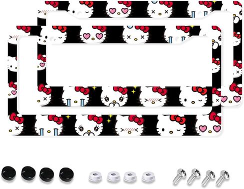 Black Cute Cartoon Steering Wheel Cover,Anime Kawaii License Plate Frames, Universal 15 Inches Car Accessories for Men Women in Saudi Arabia