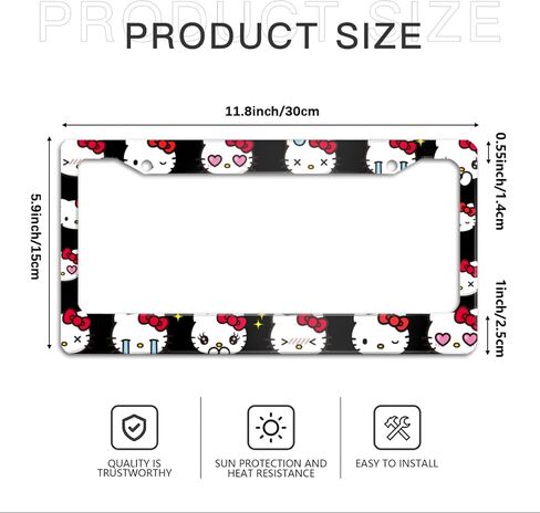 Black Cute Cartoon Steering Wheel Cover,Anime Kawaii License Plate Frames, Universal 15 Inches Car Accessories for Men Women in Saudi Arabia