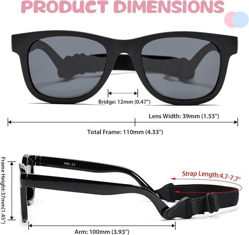 Polarized Baby Sunglasses with Strap - Unbreakable Infant Sunglasses for Newborn Toddler Boys Girls Age 0-12 Months in Saudi Arabia