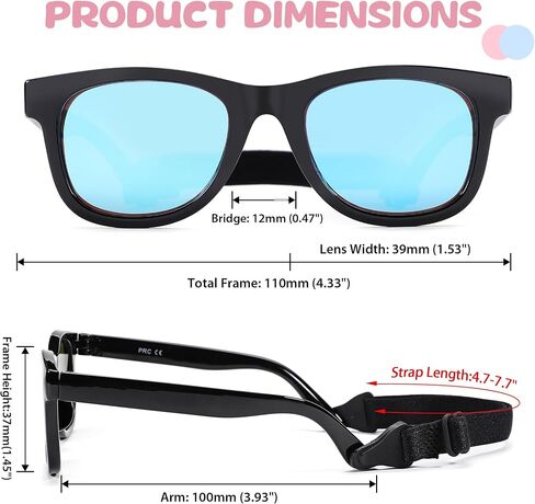 Polarized Baby Sunglasses with Strap - Unbreakable Infant Sunglasses for Newborn Toddler Boys Girls Age 0-12 Months in Saudi Arabia