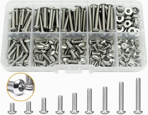 #6-32 UNC 304-Stainless Steel Button Head Hex Socket Cap Bolts Screws Nuts Assortment Kit in Saudi Arabia